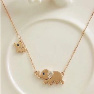 Simple Mama and Baby Elephant Diamond Necklace